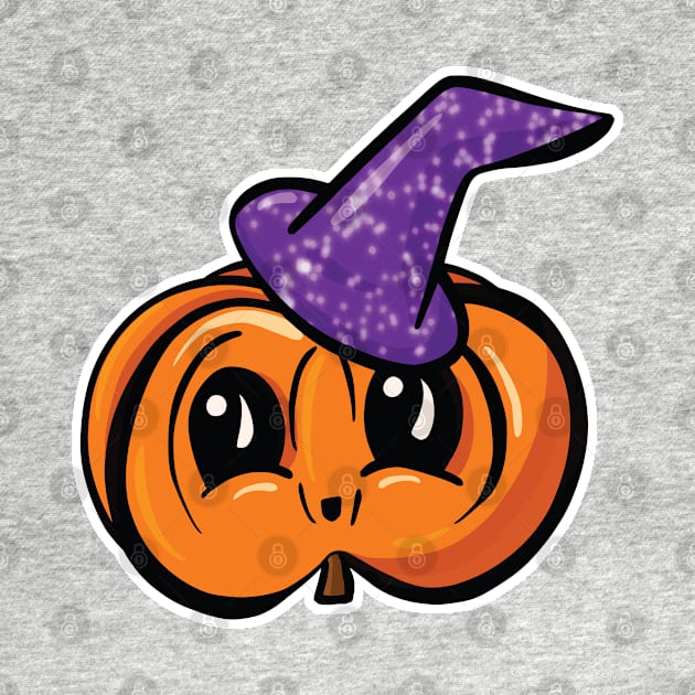 Cute Halloween Pumpkin With Witches Hat Cartoon by Squeeb Creative